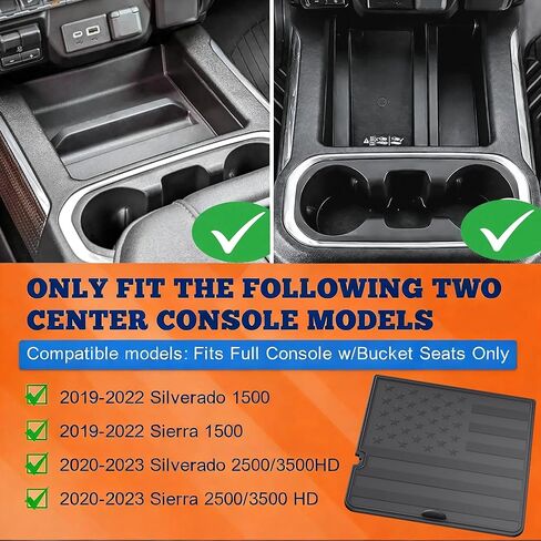 غطاء مقصورة وحدة التحكم المركزية بالعلم الأمريكي منظم مخفي متوافق مع ملحقات 2019-2022 Chevy Silverado/GMC Sierra 1500 و2020-2023 Chevy Silverado/GMC Sierra 2500HD 3500HD in Kuwait