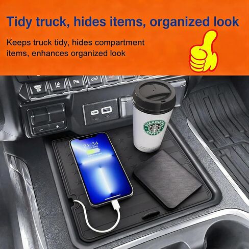 غطاء مقصورة وحدة التحكم المركزية بالعلم الأمريكي منظم مخفي متوافق مع ملحقات 2019-2022 Chevy Silverado/GMC Sierra 1500 و2020-2023 Chevy Silverado/GMC Sierra 2500HD 3500HD in Kuwait