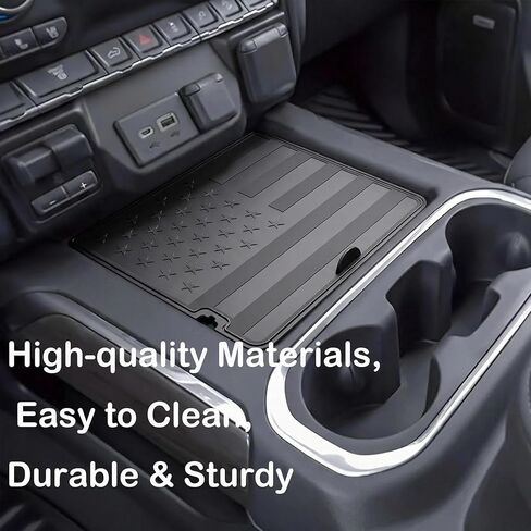 غطاء مقصورة وحدة التحكم المركزية بالعلم الأمريكي منظم مخفي متوافق مع ملحقات 2019-2022 Chevy Silverado/GMC Sierra 1500 و2020-2023 Chevy Silverado/GMC Sierra 2500HD 3500HD in Kuwait