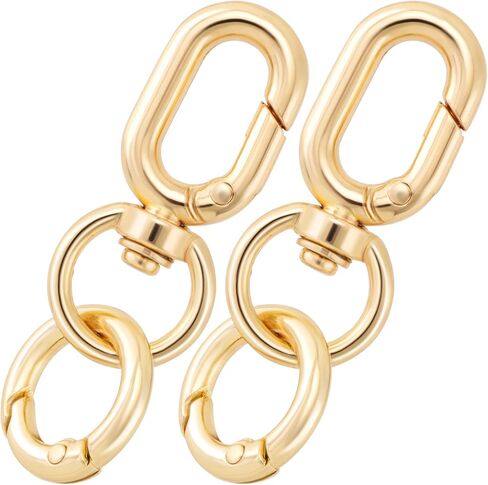 2 Sets Double Opening Keychain Clip, Metal Keychain Ring, Swivel Clasp Clips for Lanyards DIY Crafts Making Luggage Purse Bags Accessories- Gold in Saudi Arabia