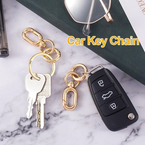 2 Sets Double Opening Keychain Clip, Metal Keychain Ring, Swivel Clasp Clips for Lanyards DIY Crafts Making Luggage Purse Bags Accessories- Gold in Saudi Arabia