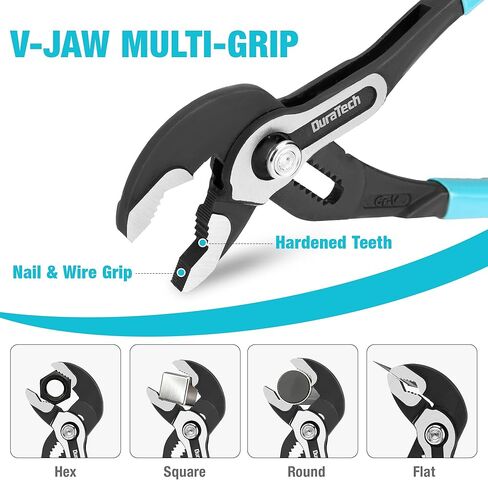DURATECH 10-Inch Water Pump Pliers, Quick-Adjust Groove Joint with V-Jaw Design, Tongue-and-Groove Pliers, Premium CR-V Steel, Comfort Grip for Plumbing, DIY & Home Use in Kuwait