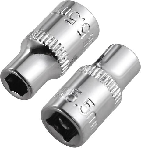 4-Piece 5.5mm Socket Set, 1/4-Inch Drive, 6-Point, Deep *2 & Shallow *2 Sockets, Corrosion Resistance, Compatible with Standard Ratchet Wrenches and Tools in Saudi Arabia