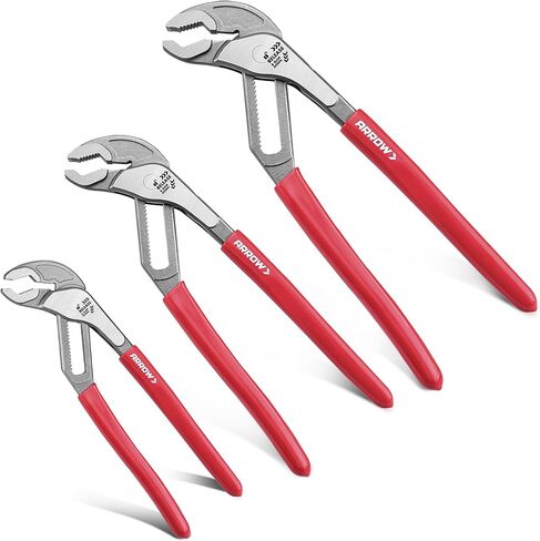 Arrow 8" V-Jaw Groove Joint Pliers, Quick Adjustable Water Pump Pliers with 18 Positions, CR-V Steel, for Plumbing, Automotive, Mechanical Repair and Household Use in Kuwait