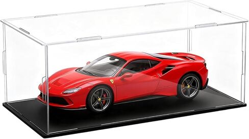Acrylic Model Car Display Case 1: 18 Scale Clear Display Boxes with Plastic Base Diecast Model Car Showcase & Storage Organizer for Vehicle Collectibles Memorabilia in Saudi Arabia
