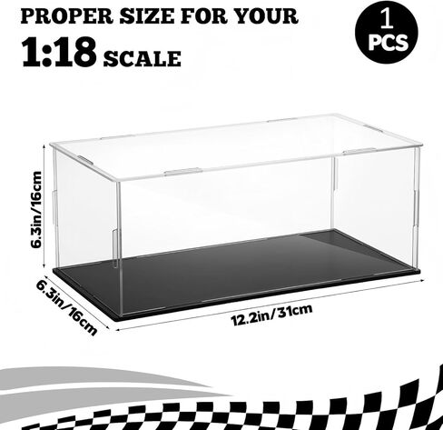 Acrylic Model Car Display Case 1: 18 Scale Clear Display Boxes with Plastic Base Diecast Model Car Showcase & Storage Organizer for Vehicle Collectibles Memorabilia in Saudi Arabia