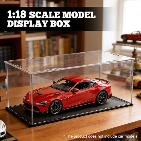 Acrylic Model Car Display Case 1: 18 Scale Clear Display Boxes with Plastic Base Diecast Model Car Showcase & Storage Organizer for Vehicle Collectibles Memorabilia in Saudi Arabia