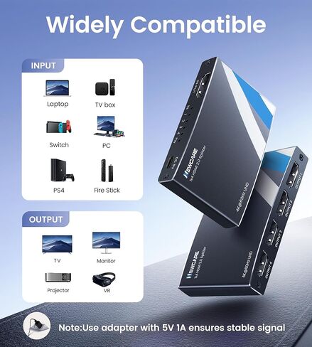 NEWCARE HDMI Splitter 1 in 3 Out with HDMI Cable, 3 Way HDMI Splitter 4K Mirror/Duplicate Full HD Screen, 1 to 3 HDMI Splitter Support 2Kx4K@30Hz, 1080P, HDR for PS3/4/5, HDTV, Projector in Saudi Arabia