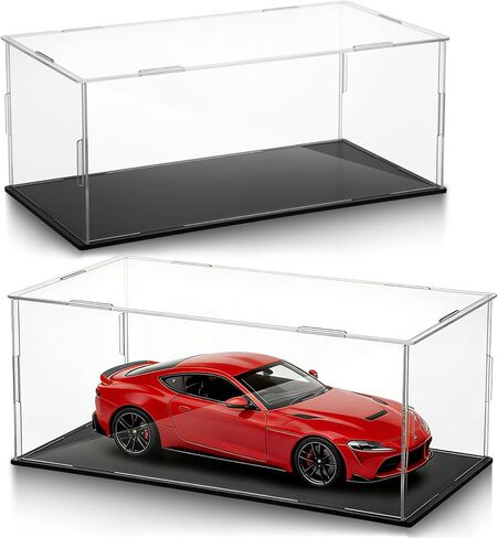 2 Pack Acrylic Display Case for 1: 24 Scale Clear Display Boxes with Plastic Base, Model Showcase & Storage Organizer for 1/24 in Saudi Arabia