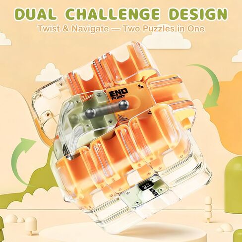 2 Pack 3D Maze Cube Puzzle for Kids & Adults, Labyrinth Brain Teaser Game for Sibling Race & Travel, Gravity Memory Logic Toy Gift for Boys Girls 8-12, Sensory Fidget Box in Saudi Arabia