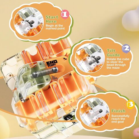 2 Pack 3D Maze Cube Puzzle for Kids & Adults, Labyrinth Brain Teaser Game for Sibling Race & Travel, Gravity Memory Logic Toy Gift for Boys Girls 8-12, Sensory Fidget Box in Saudi Arabia