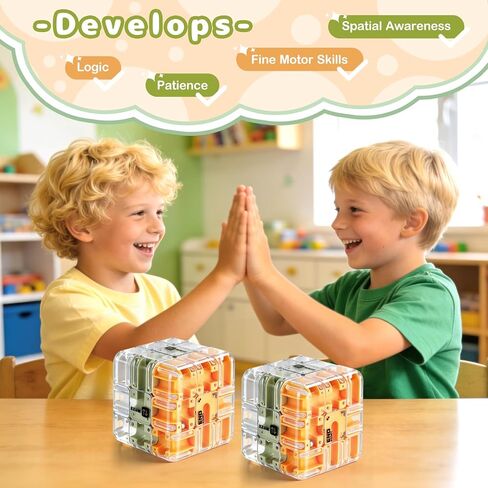 2 Pack 3D Maze Cube Puzzle for Kids & Adults, Labyrinth Brain Teaser Game for Sibling Race & Travel, Gravity Memory Logic Toy Gift for Boys Girls 8-12, Sensory Fidget Box in Saudi Arabia
