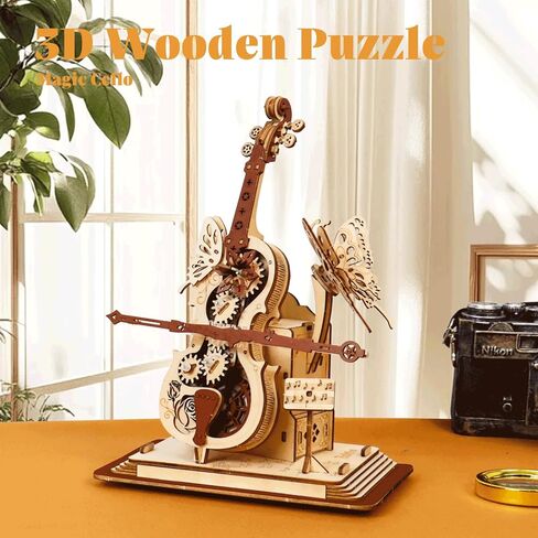 3D Wooden Puzzles for Adults, Wooden Music Box Kits-Cello Wood Model Kits for Adults to Build, Gift for Men Women Hobby for Adults (Music Cello) in Saudi Arabia