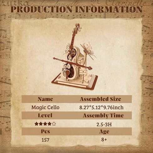 3D Wooden Puzzles for Adults, Wooden Music Box Kits-Cello Wood Model Kits for Adults to Build, Gift for Men Women Hobby for Adults (Music Cello) in Saudi Arabia