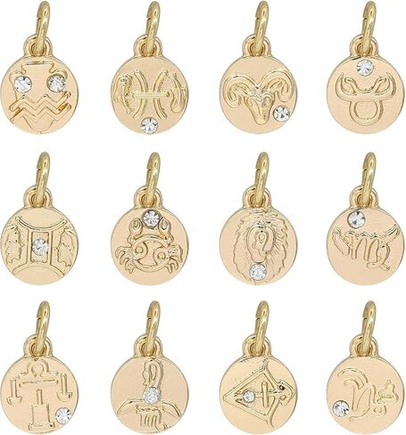 Bead Landing Gold Zodiac Coin Charms Charms for DIY Jewelry Making, Necklaces, Bracelets & Keychains, 12 Pack in Kuwait