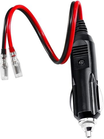 Fused Cigarette Lighter Male Plug, 12V Cigar Lighter Plug Replacement with Extension Cable & LED Light, 15A 16AWG Fused Socket Cord DC Battery Charger Kit for Most Vehicles in Kuwait