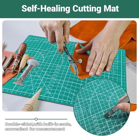 4 Pcs Leather Punch Pads, A4 Self Healing Cutting Mat, Sound Absorbing Pad and Leather Cutting Mat, Cutting Hole Punch Stamping Tool for Leathers Working DIY Crafts in Kuwait