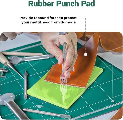 4 Pcs Leather Punch Pads, A4 Self Healing Cutting Mat, Sound Absorbing Pad and Leather Cutting Mat, Cutting Hole Punch Stamping Tool for Leathers Working DIY Crafts in Kuwait