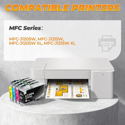 خراطيش حبر LC404 مكونة من 4 عبوات (3000 صفحة) متوافقة مع MFC-J1205W لطابعة Brother LC404 LC404XL مع MFC-J1205W MFC-J1215W MFC-J1205W XL MFC-J1215W XL (أسود سماوي أرجواني أصفر) in Kuwait