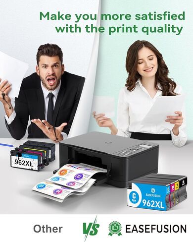 استبدال EaseFusion 962XL لحزمة التحرير والسرد لخراطيش الحبر HP 962XL HP962XL HP962 تعمل مع طابعات HP OfficeJet Pro 9010 9015 9018 9020 9025 (أسود/أصفر/سماوي/أرجواني، 4 عبوات) in Kuwait