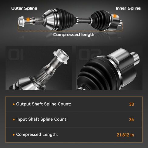 FRONT CV Axle Shaft Assembly Compatible with Buick Allure LaCrosse 2005-2009, Chevy Impala Venture Monte Carlo 1999-2011, Oldsmobile Silhouette Aurora Intrigue, Pontiac Grand Prix, 66-1255 in Kuwait