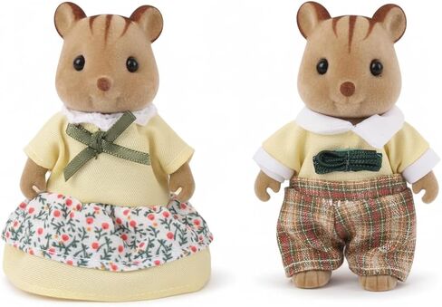 Family Brown Mouse Figures — Set of 3 Collectible Flocked Mini Dolls with Removable Clothes, Miniature Dollhouse Pretend Play Figures for Kids Ages 3+ in Saudi Arabia