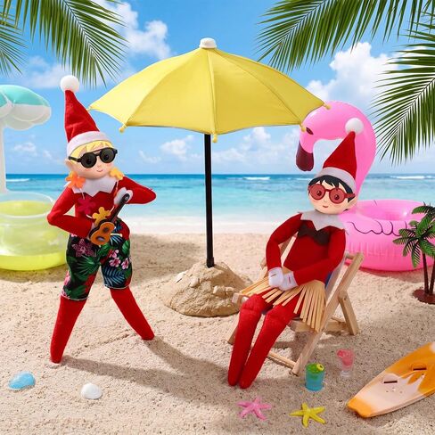 مجموعة من قطعتين من إكسسوارات تمثال مقاس 30.48 سم لعيد الميلاد، مجموعات لعب السباحة المصغرة، ملابس الشاطئ المصغرة، كرسي الشاطئ، حلقة السباحة، نظارات شمسية هاواي، ملابس السباحة، صدف للكبار، الصيف، عيد الميلاد in Kuwait