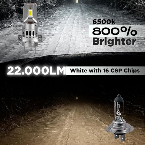 لمبة بديلة H7 - 70 وات 6500 ك أبيض بارد، 22000 لومن، 1: 1 التوصيل والتشغيل، IP68 - تحل محل مصابيح مقبس H7 OEM - الضباب/الداخلي/إشارة الانعطاف، حزمة من 2 in Kuwait