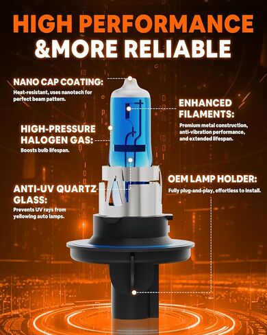 Compatible with Jeep Compass 2007 2008 2009 2010 Halogen Headlight Bulb Combo - 185% Brighter 5000K White High/Low Beam, Plug and Play, 2-Pack in Saudi Arabia