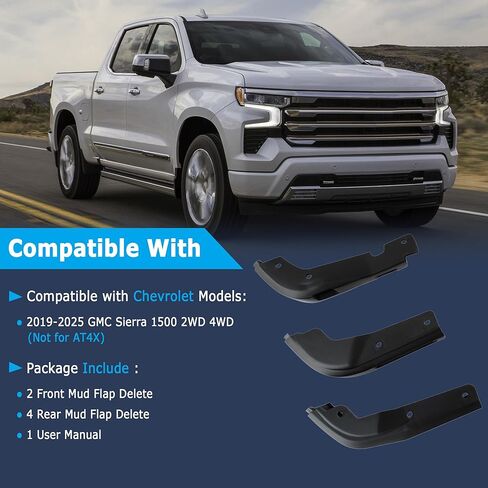 غطاء رفرف الطين الأمامي والخلفي من AUCERAMIC مناسب لـ 2019-2025 GMC Sierra 1500 2WD 4WD (ليس لـ AT4X) in Kuwait