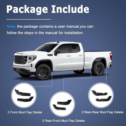 غطاء رفرف الطين الأمامي والخلفي من AUCERAMIC مناسب لـ 2019-2025 GMC Sierra 1500 2WD 4WD (ليس لـ AT4X) in Kuwait