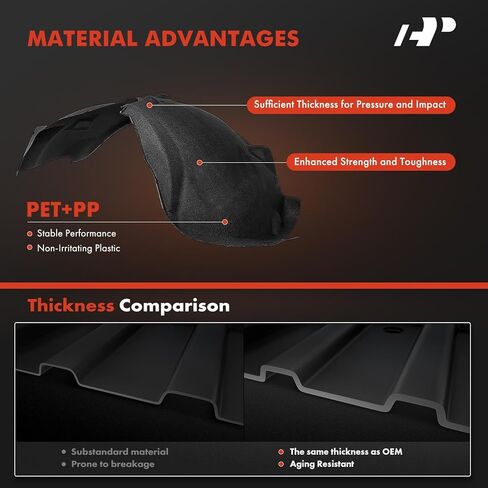 مجموعة درع سبلاش للبطانة الداخلية من A-Premium مع مشابك - متوافقة مع Ford F-250 F-350 F-450 F-550 Super Duty 2011-2016 - مصنع طازج (PET+PP)، غير مجدد أو معاد تدويره in Kuwait