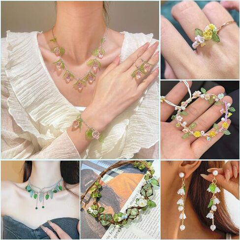 400 PCS Green Acrylic Leaf Beads for Jewelry Making, Transparent Tiny Leaves Charms Green Leaf Bead Caps DIY Spring Crafts Earring Bracelet Beaded Plants in Saudi Arabia