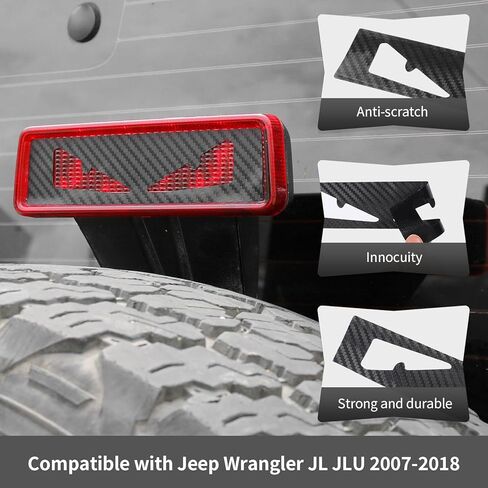 CheroCar Third Brake Light Decal Carbon Fiber High Mount 3rd Brake Light Sticker Fit for 2007-2018 Jeep Wrangler JK JKU 2/4 Door Exterior Accessories in Kuwait