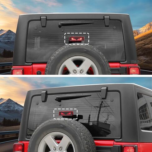 CheroCar Third Brake Light Decal Carbon Fiber High Mount 3rd Brake Light Sticker Fit for 2007-2018 Jeep Wrangler JK JKU 2/4 Door Exterior Accessories in Kuwait