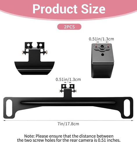 2 Pcs License Plate Camera Mount, No-Drill Universal Backup Camera License Plate Mount for Sedan, SUV, Truck (Black, 9.8 x 2.8 x 0.4 in) in Kuwait