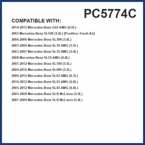PG PC5774C Cabin Air Filter| Fits 2015-14 Mercedes-Benz G65 AMG, 2008-03 SL55 AMG, 2007-03 SL55 AMG in Saudi Arabia