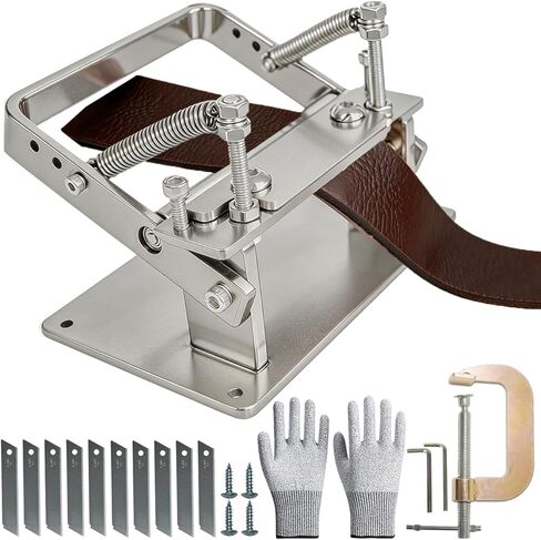 Manual Leather Skiver Splitter,Stainless Leather Skiving Tool Set,Leather Peeling Machine with 10 PCS Blades and Gloves,Leather Working Tools for DIY Leather Thinning,Adjustable Thickness in Saudi Arabia