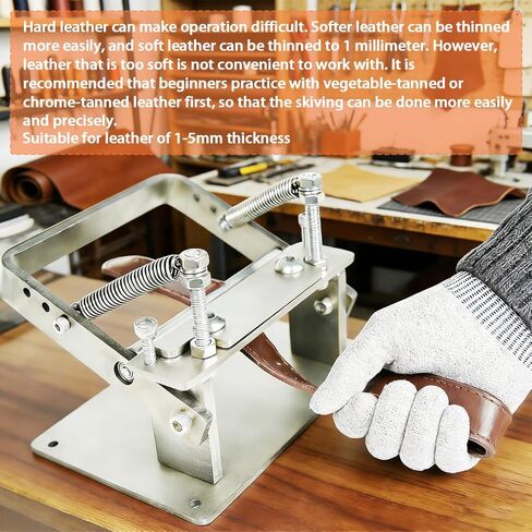 Manual Leather Skiver Splitter,Stainless Leather Skiving Tool Set,Leather Peeling Machine with 10 PCS Blades and Gloves,Leather Working Tools for DIY Leather Thinning,Adjustable Thickness in Saudi Arabia