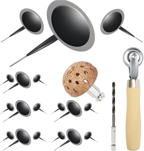 Tire Patch Kit Tire Repair Kit Including Tire Patch Plugs in 3 Size, Tungsten Steel Buffing Wheel, Tire Patch Roller with 4mm Twist Drill Bit for Vehicle in Saudi Arabia