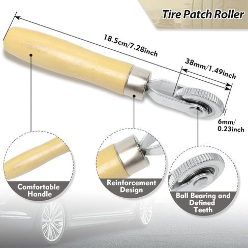 Tire Patch Kit Tire Repair Kit Including Tire Patch Plugs in 3 Size, Tungsten Steel Buffing Wheel, Tire Patch Roller with 4mm Twist Drill Bit for Vehicle in Saudi Arabia