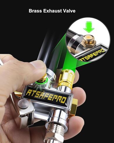 ATsafepro Tire Inflator with Gauge-10-120PSI, 3-in-1 Inflate, Deflate & Measure, Dual-Head & Lock-On Chuck, Tire Pressure Gauge with Rubber Hose, Compatible with 1/4" NPT Air Compressor in Saudi Arabia