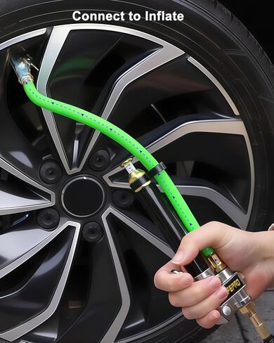ATsafepro Tire Inflator with Gauge-10-120PSI, 3-in-1 Inflate, Deflate & Measure, Dual-Head & Lock-On Chuck, Tire Pressure Gauge with Rubber Hose, Compatible with 1/4" NPT Air Compressor in Saudi Arabia