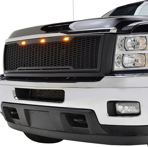 EAG Replacement ABS Upper Grille - Matte Black - with Amber LED Lights Fit for 11-14 Silverado 2500/3500 Heavy Duty in Saudi Arabia