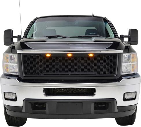 EAG Replacement ABS Upper Grille - Matte Black - with Amber LED Lights Fit for 11-14 Silverado 2500/3500 Heavy Duty in Saudi Arabia