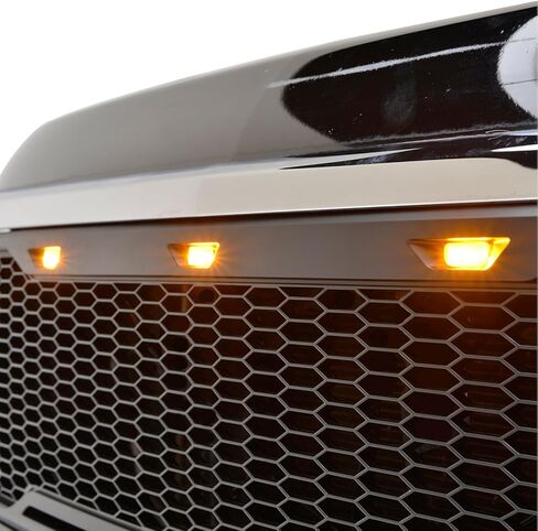 EAG Replacement ABS Upper Grille - Matte Black - with Amber LED Lights Fit for 11-14 Silverado 2500/3500 Heavy Duty in Saudi Arabia