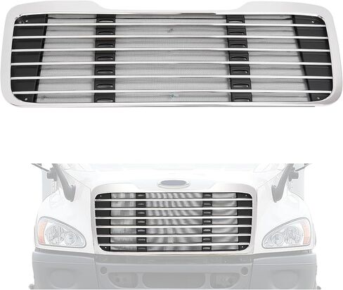 Front Grille Compatible with 2002-2022 Freightliner M2 Business Class 100 106 112 1714787000 A1714787001 Bumper Grill w/Bug Screen Chrome+Painted in Kuwait