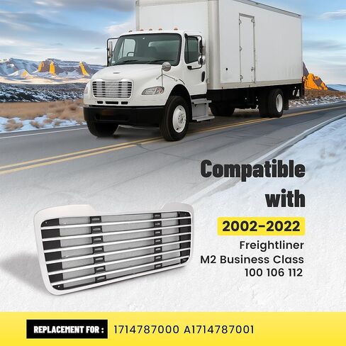 Front Grille Compatible with 2002-2022 Freightliner M2 Business Class 100 106 112 1714787000 A1714787001 Bumper Grill w/Bug Screen Chrome+Painted in Kuwait