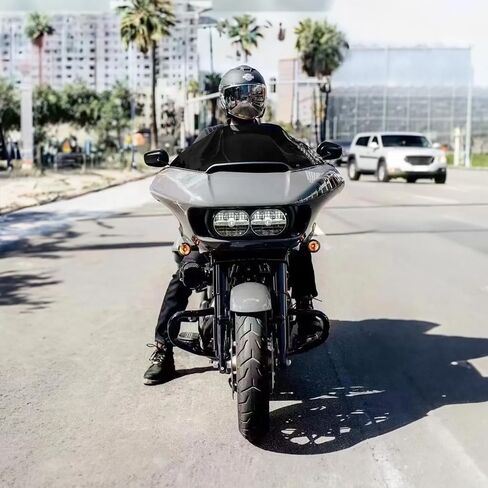 زجاج أمامي مقاس 13 بوصة، زجاج أمامي للدراجات النارية يناسب Harley Road Glide FLTR FLTRX 2014-2022 ثنائي الضوء الانزلاقي (أسود) in Kuwait