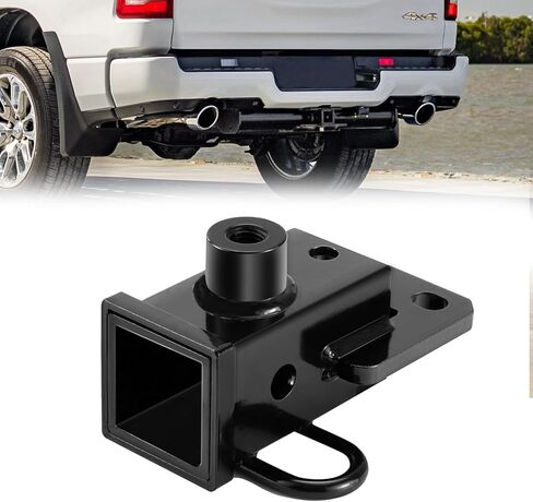 جهاز استقبال وصلة ربط FieryRed مقاس 2 بوصة متوافق مع 2019-2024 Dodge Ram 1500 Newbody، وصلة سحب مقطورة خلفية من الفئة 3 مع مسامير، معطف مسحوق لامع مضاد للصدأ، أسود in Kuwait